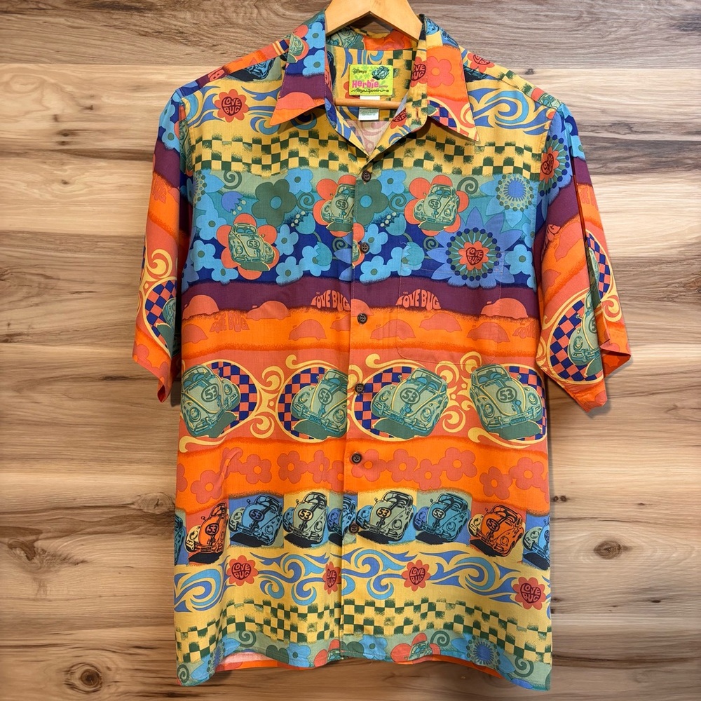 Rare Reyn Spooner Disney Herbie the Love Bug Hawaiian Shirt Made In Hawaii Large